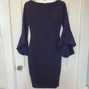 Vince Camuto Navy 3/4 Bell Sleeve Dress